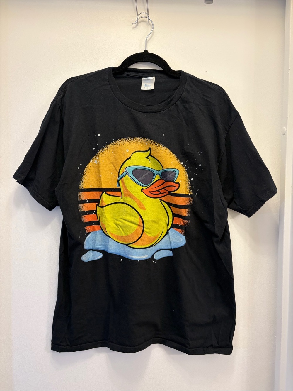 Rubber Duck Graphic T Shirt Men's Large Black Retro Sunglasses Port & Company